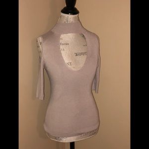 Express Cold Shoulder Keyhole Short Sleeve Top